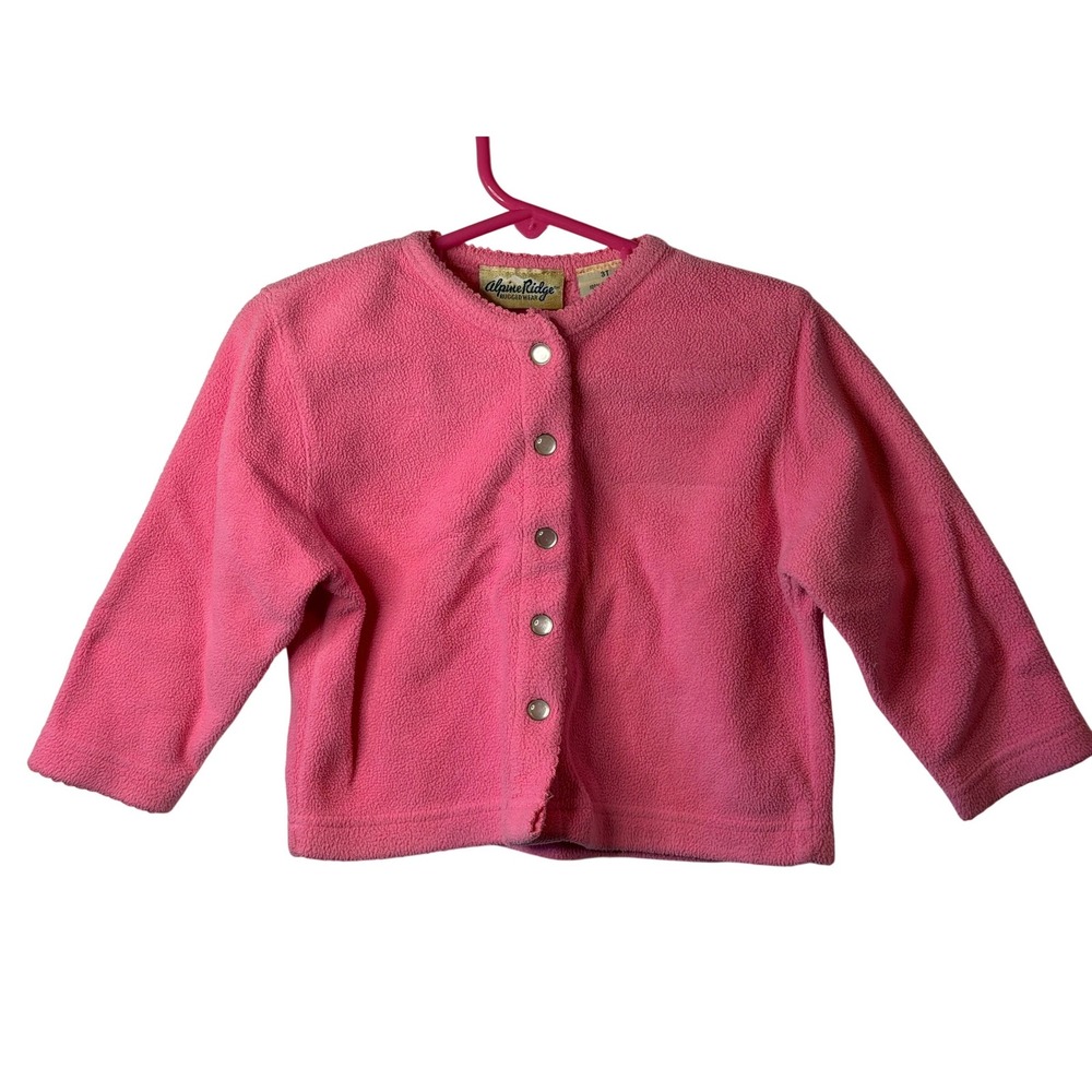 VTG‎ Alpine Ridge Girls SZ 3T Pink Fleece Cardigan Rugged Wear Button Front Top